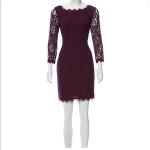 DVF Zarita Lace Dress in Plum/Burgundy (size 2)